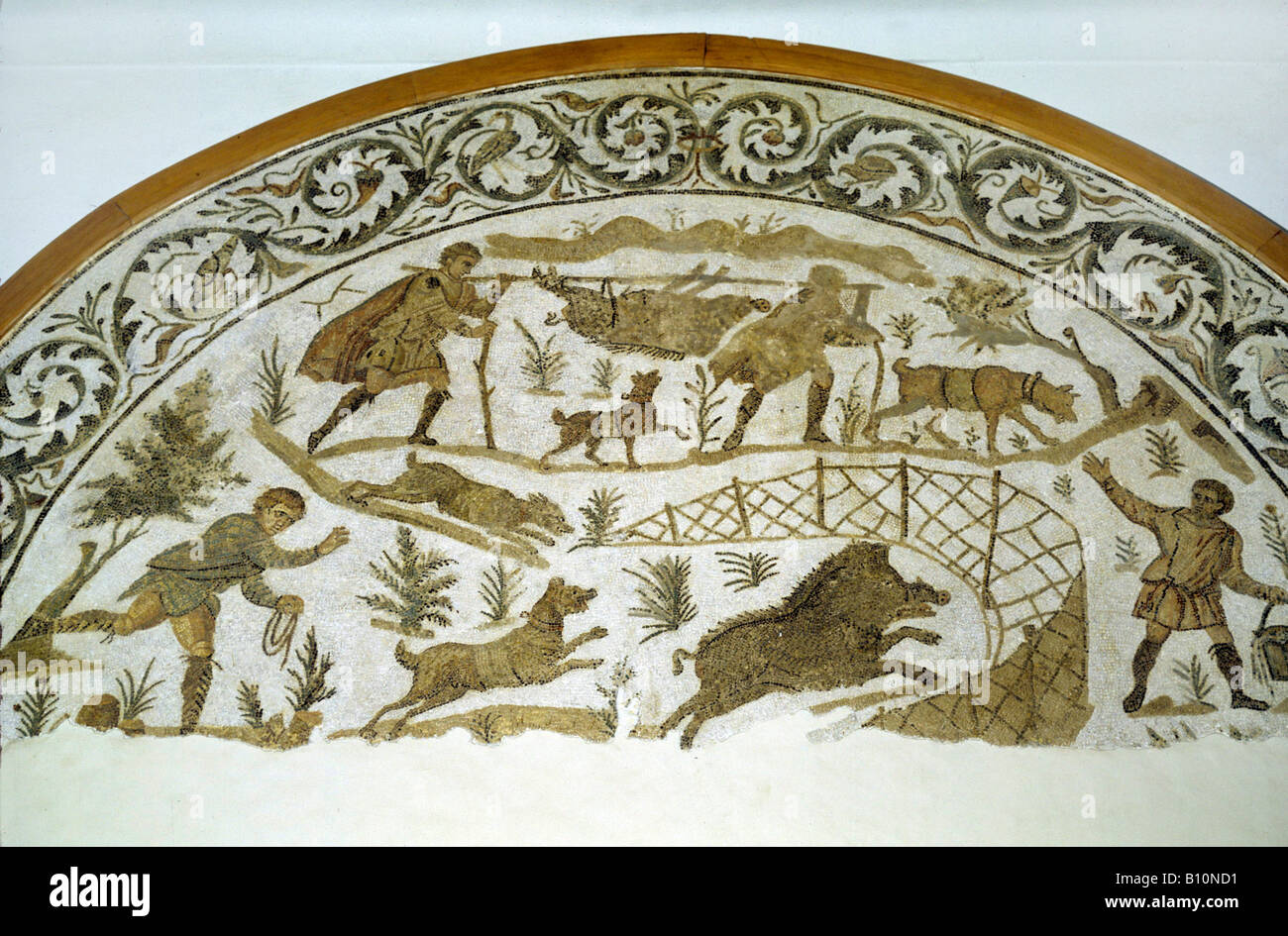 Boar hunt Roman mosaic Carthage 2nd-4th century AD. Tunisia Stock Photo