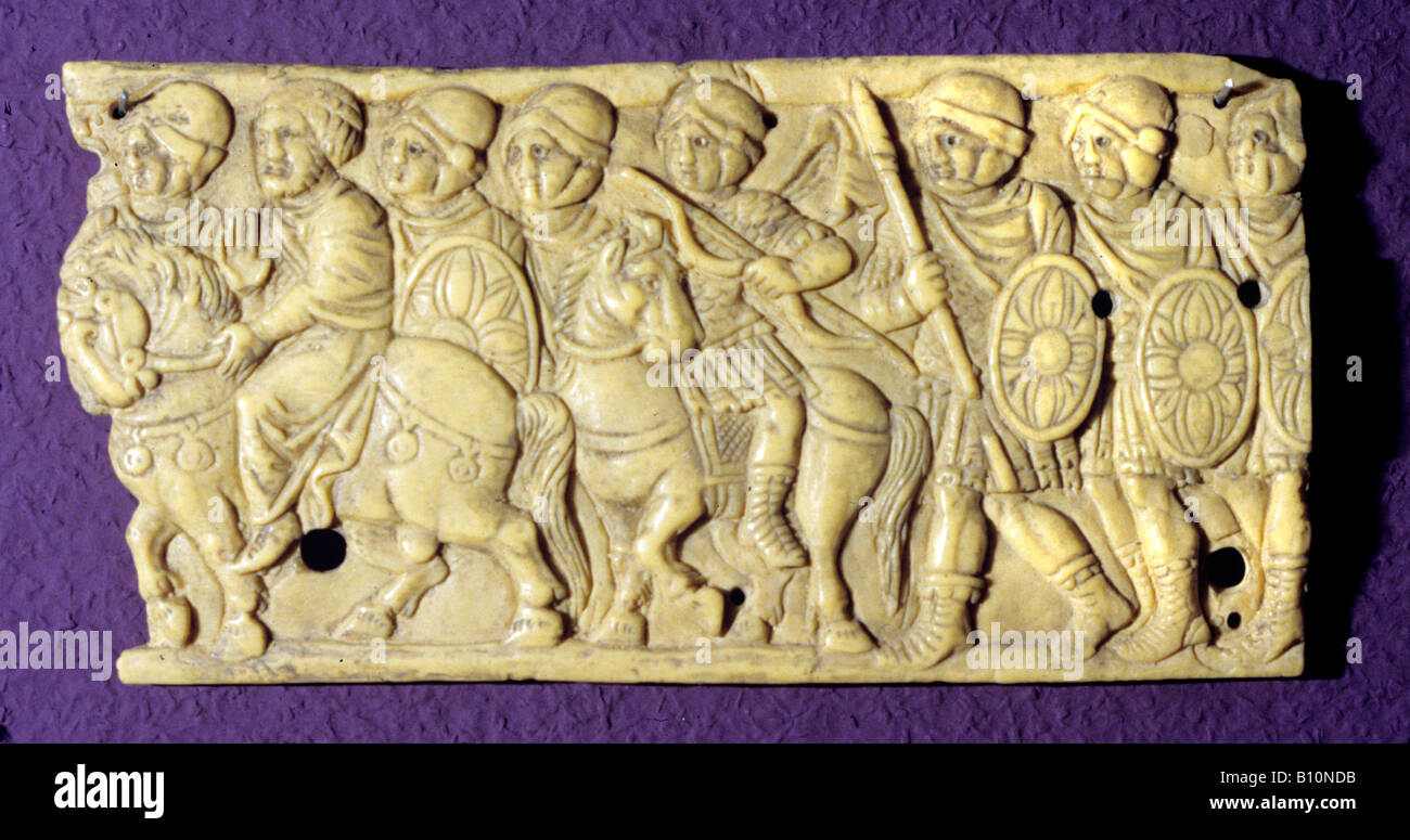 Byzantine ivory horsemen 6th century Turkey Stock Photo