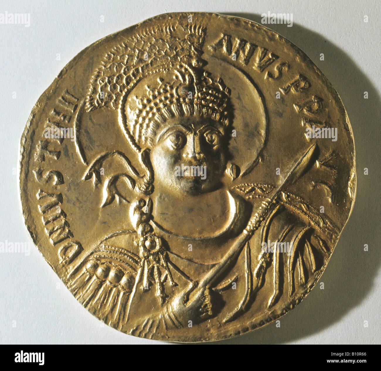 Gold medaillon of Justinian I. 535 AD. Constantinople, Turkey Stock Photo