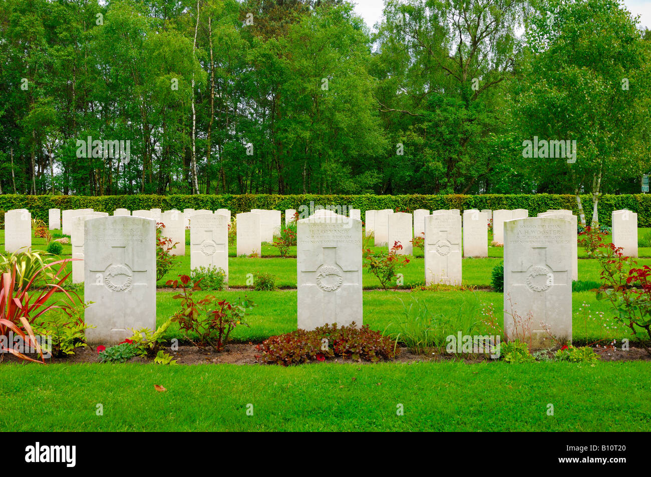 Rows of headstones in the German Military Cemetery on Cannock Chase ...