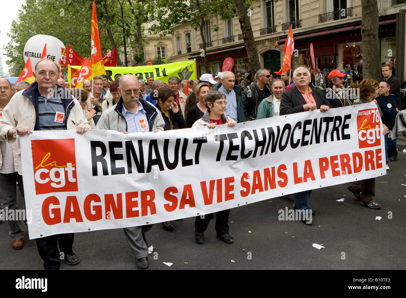 Demonstration in Paris against the inequitable social policy and the pension reform of Nicolas Sarkozy Stock Photo