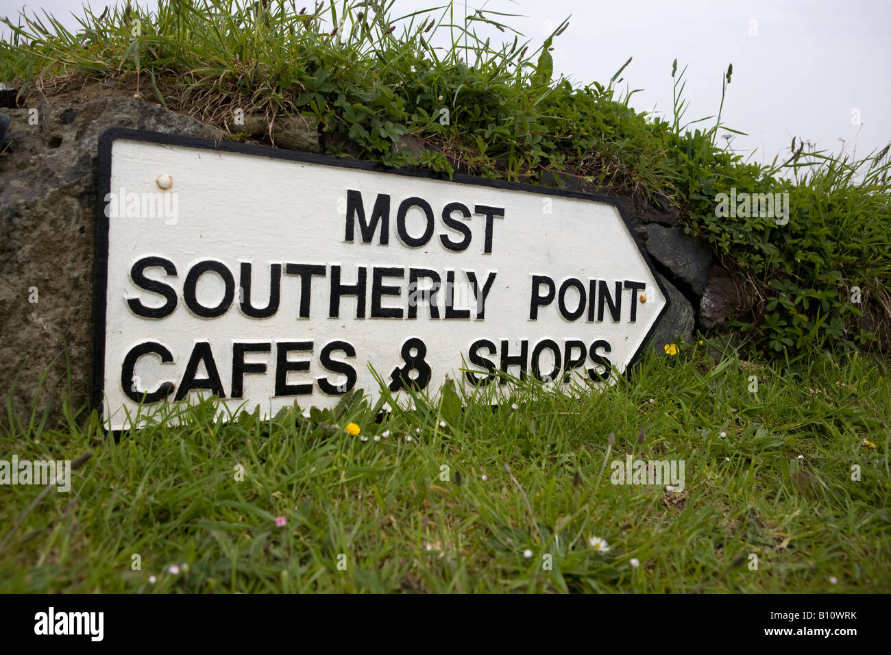 Most Southerly Point Sign Lizard Cornwall Stock Photo Alamy