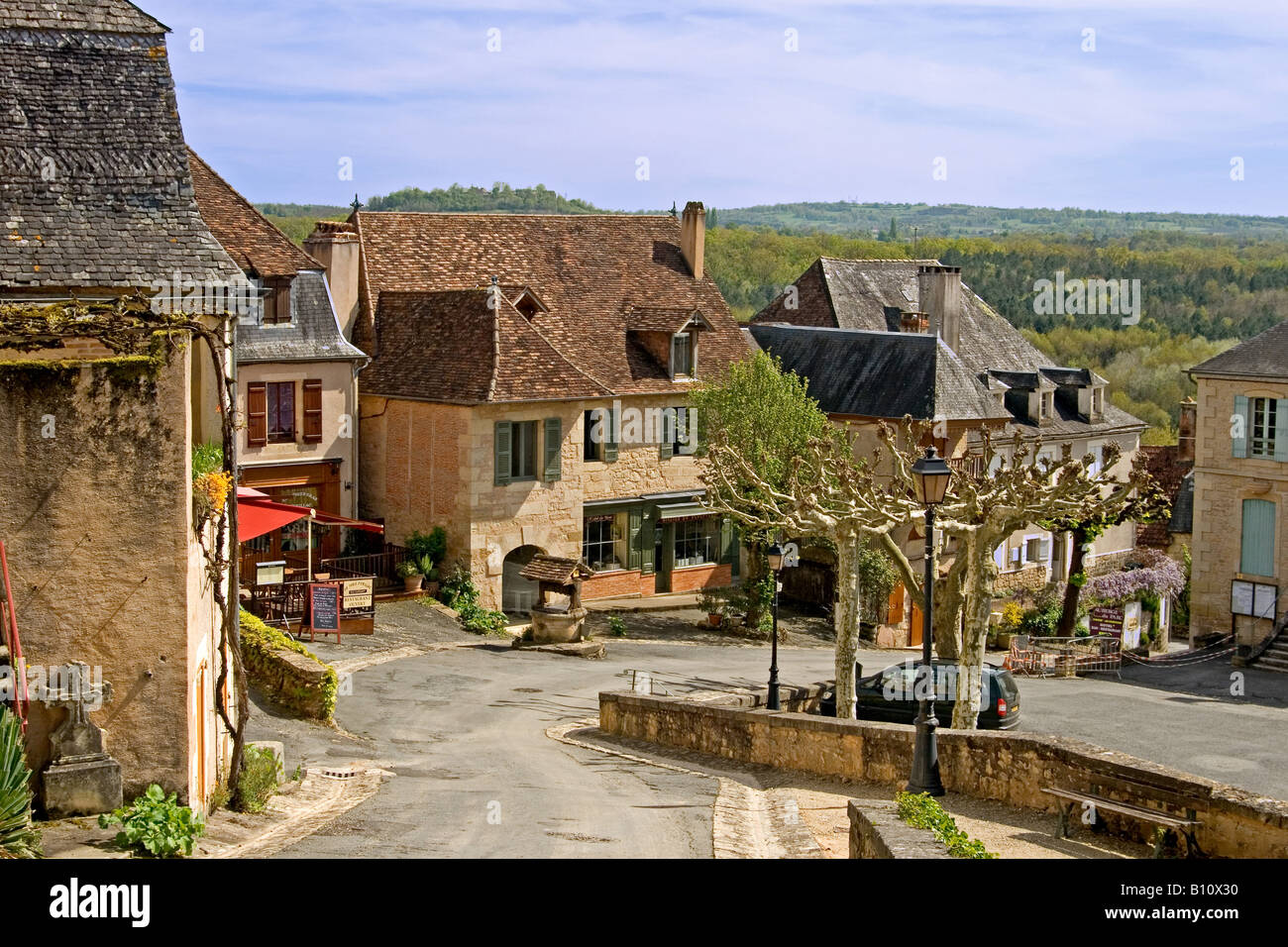 Hautefort village in the Dordogne region of France Stock Photo