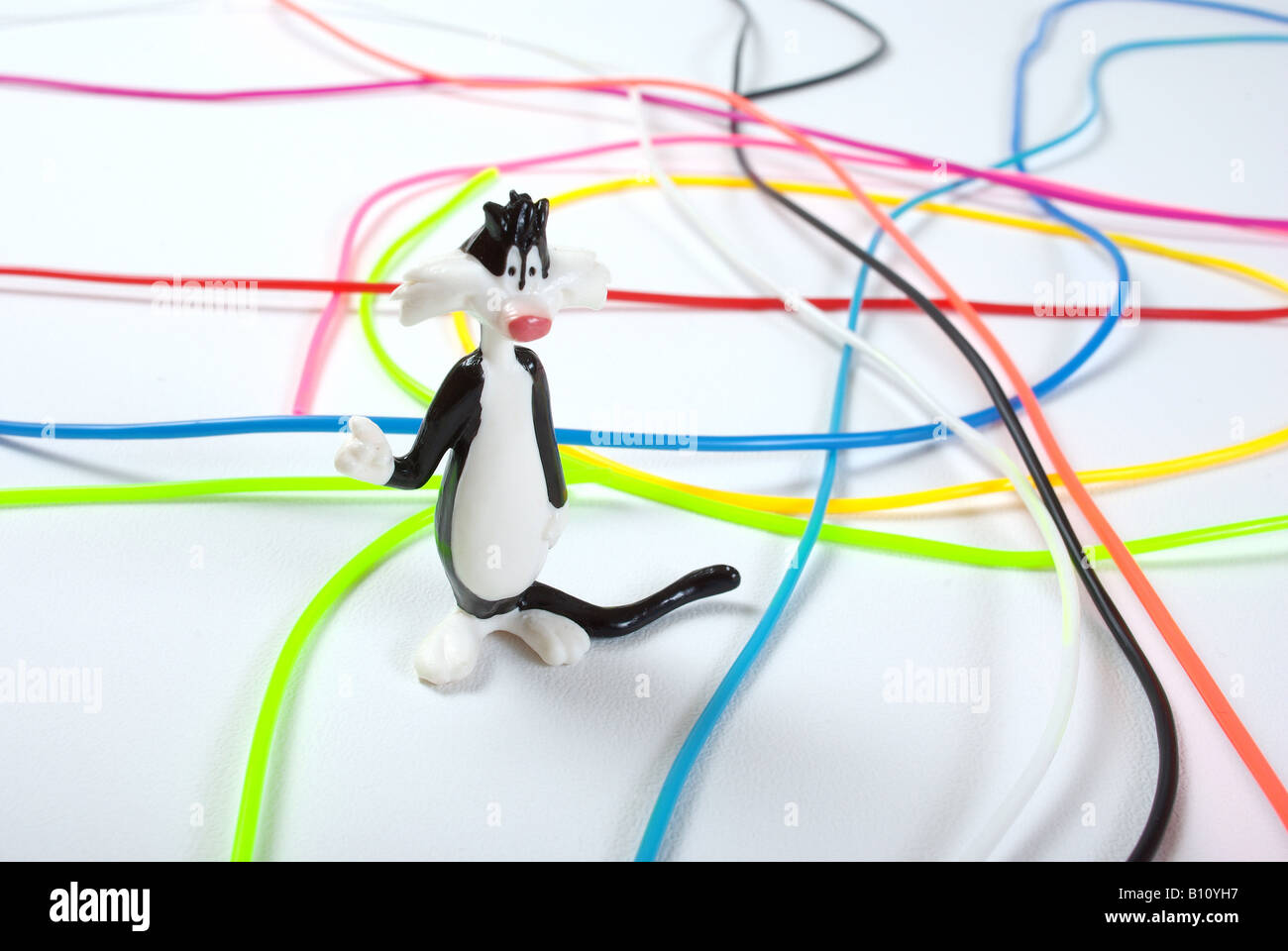 London Underground map laid out in plastic string with Sylvester toy Stock Photo