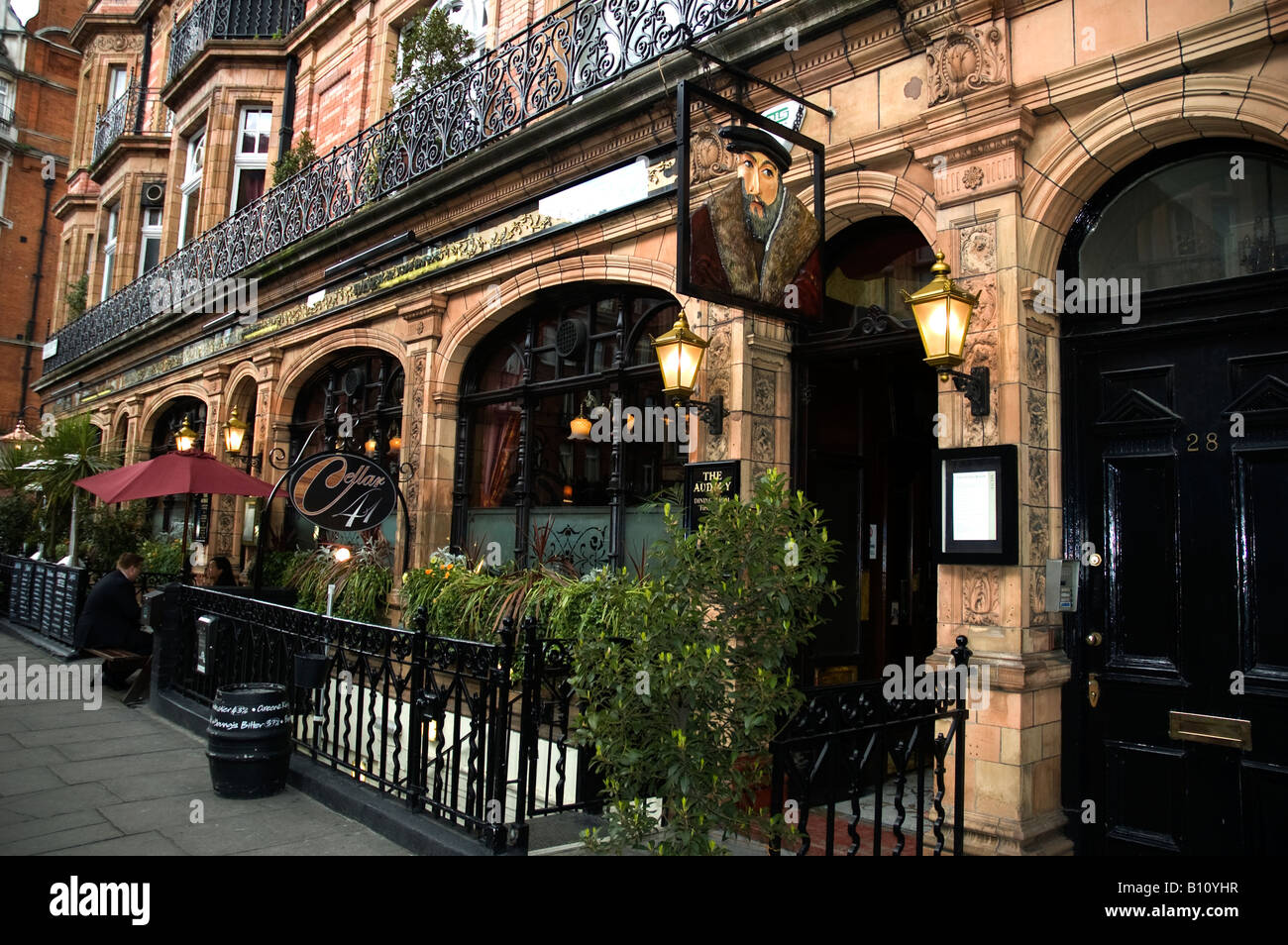 The Audley- An upmarket pub and restaurant in Audley Street Mayfair Central London Stock Photo