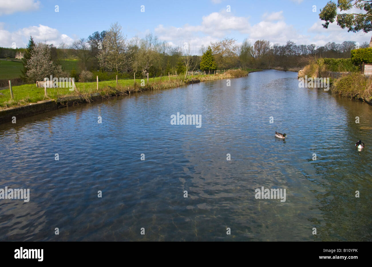 Leat for Mill Museum on River Eye in Cotswold village of Lower Slaughter Gloucestershire England UK EU Stock Photo