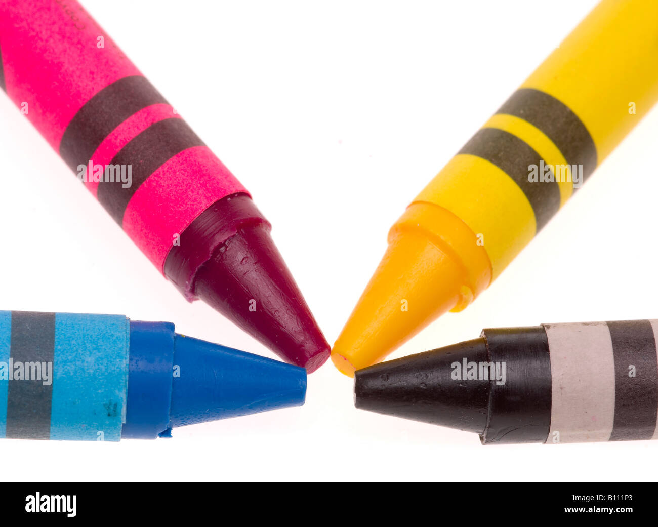 Cyan Magenta Yellow and Black wax crayons CMYK Stock Photo Alamy