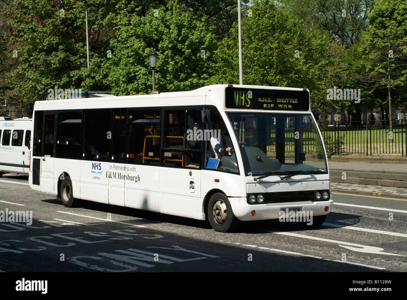 An NHS shuttle bus in Edinburgh Stock Photo
