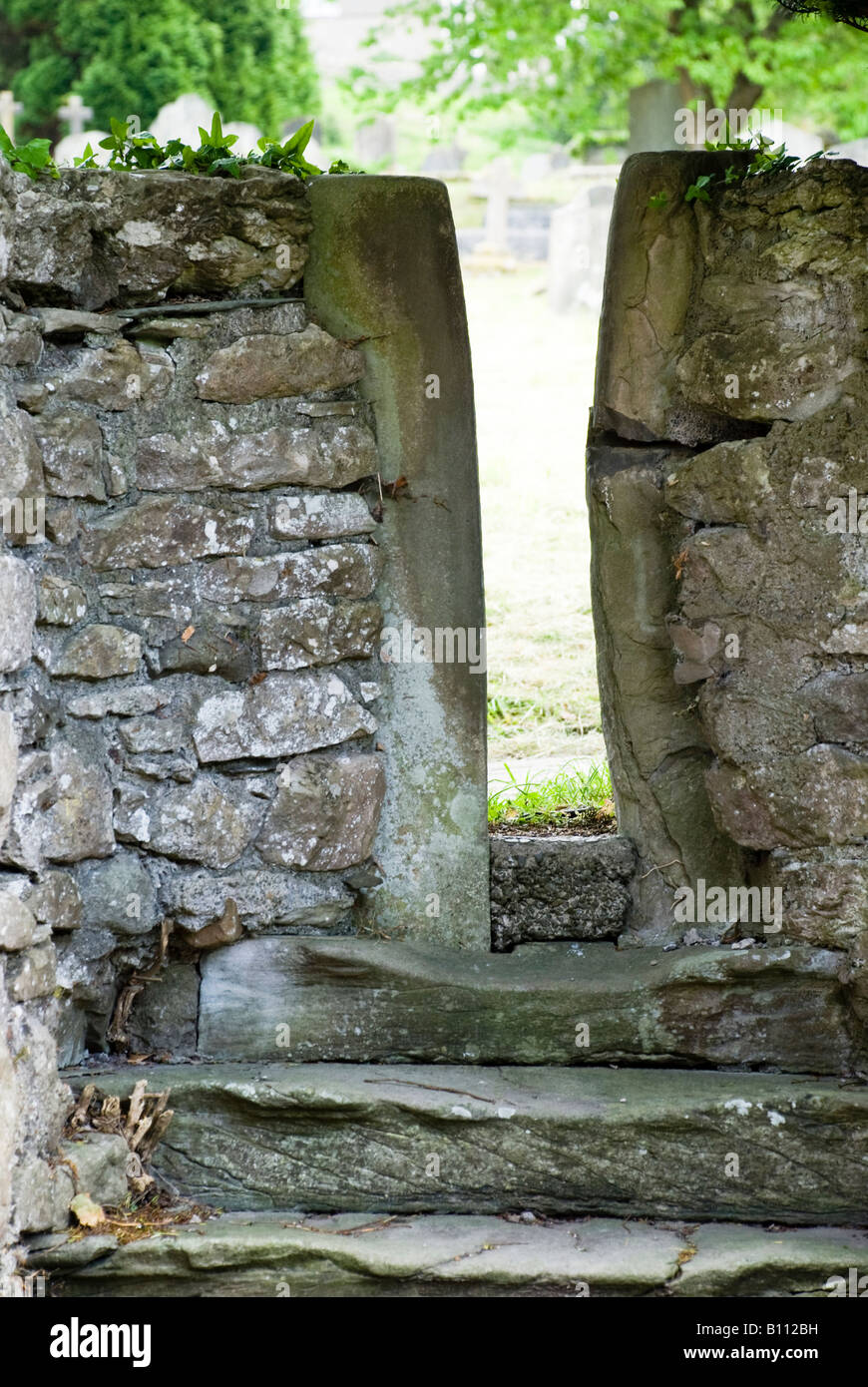 old stone steps and stile in wall Stock Photo Alamy