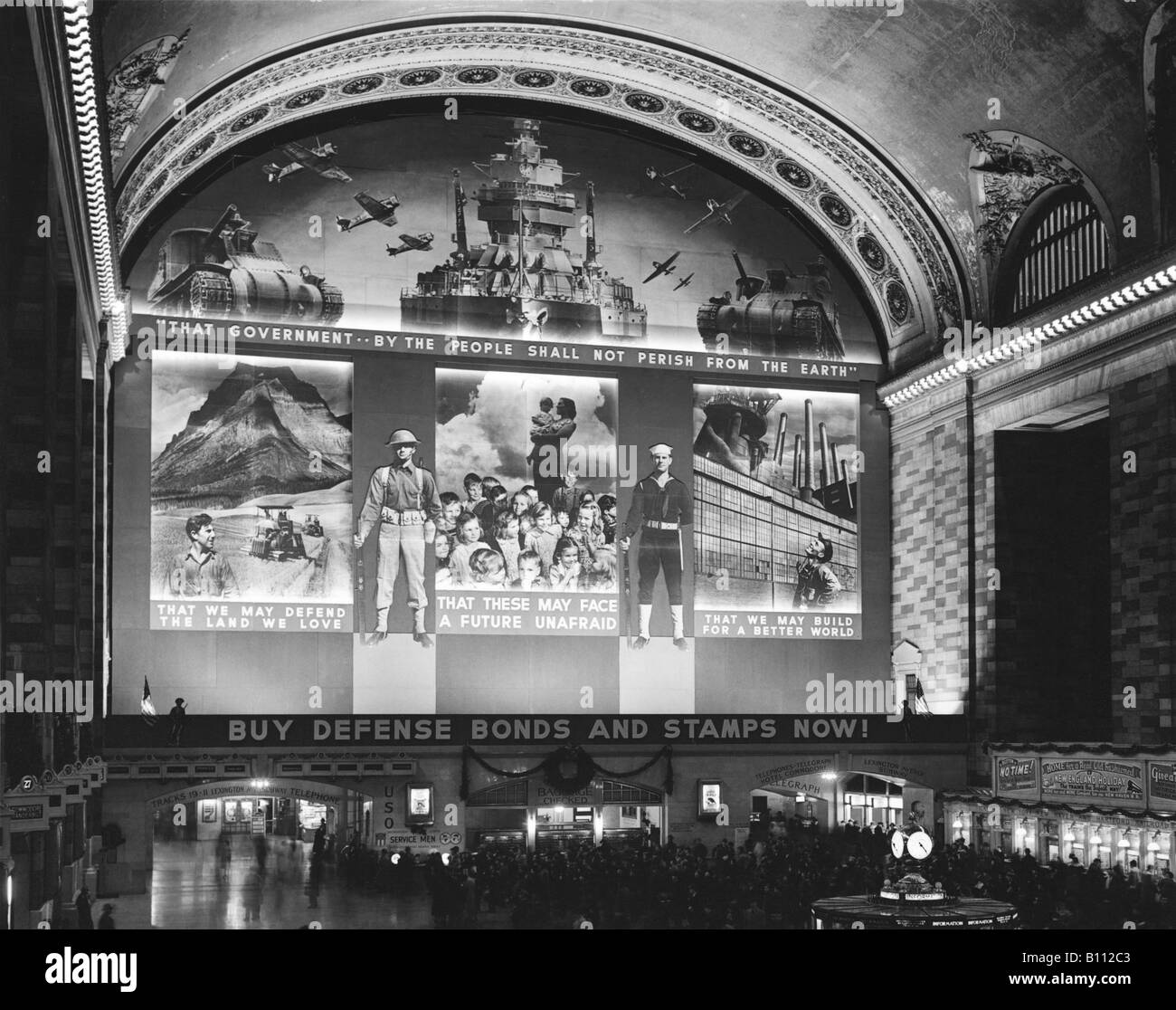 Grand Central Terminal New York City during World War II. Photograph by Arthur Rothstein. Stock Photo