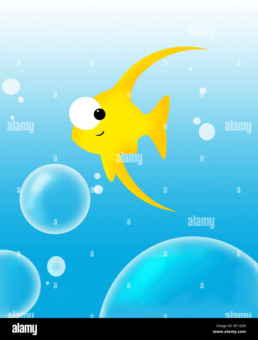 Illustration of fish and bubbles Stock Photo