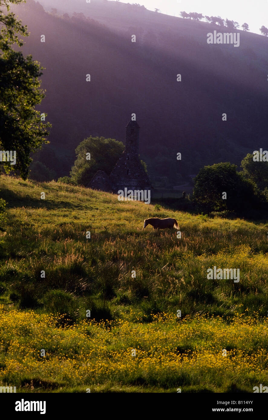 St. Kevin's Kitchen, Glendalough, County Wicklow, Ireland Stock Photo