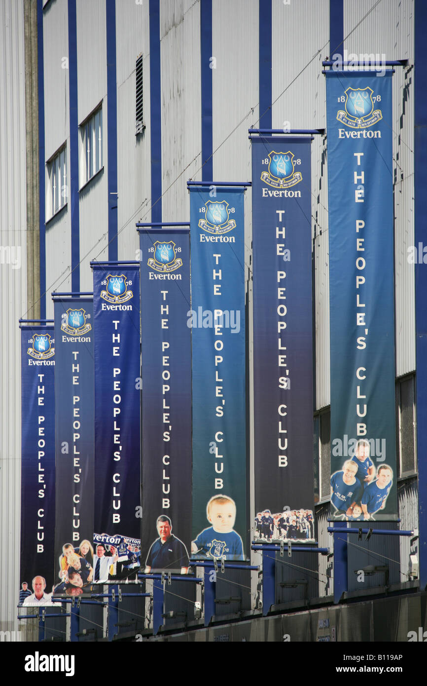 City of Liverpool, England. Close-up view of banners at Goodison Park home of Everton Football Club. Stock Photo