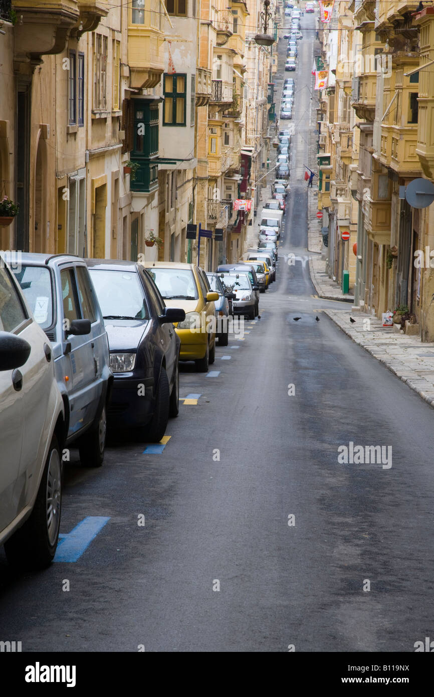 The streets houses, roads and cars of Valletta, Malta Stock Photo Alamy