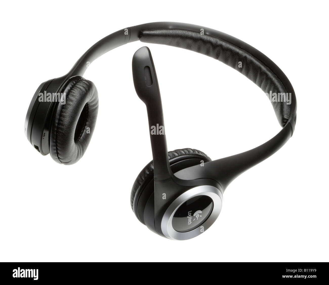 Headphones and microphone headset Stock Photo