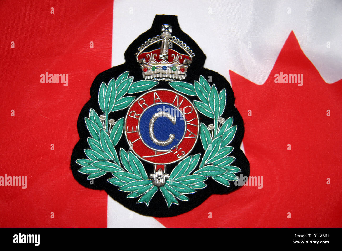 Canadian flag and Police badge Stock Photo