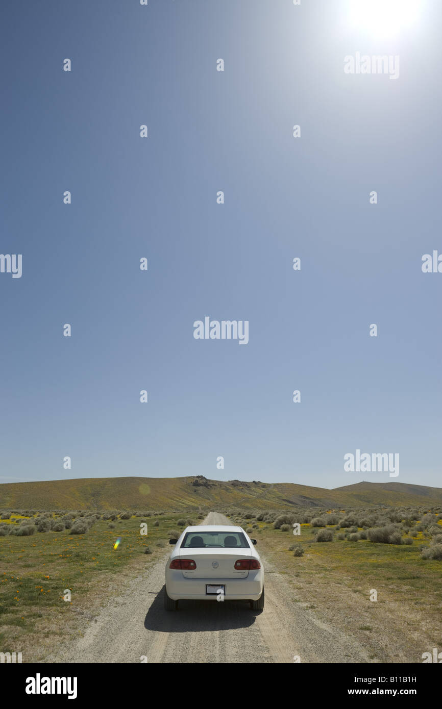 rear view of Buick lacrosse driving in California desert Stock Photo