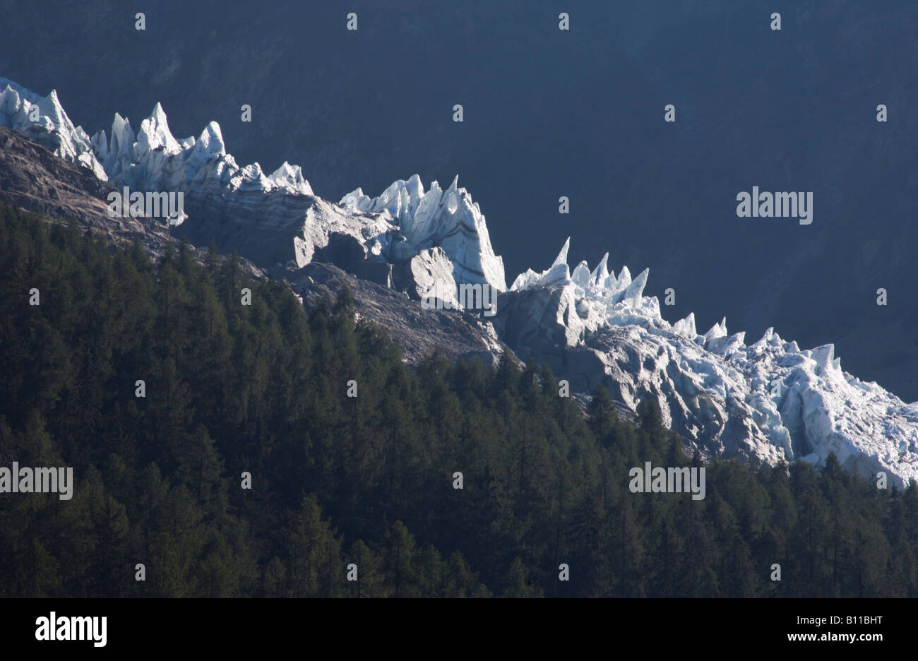 Chamonix, Blick auf das Mont-Blanc-Massiv, Gletscher Stock Photo