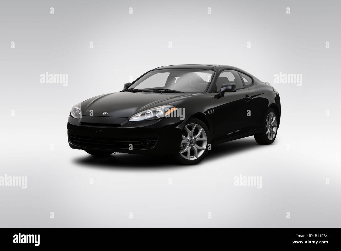 2008 Hyundai Tiburon GT Limited in Black - Front angle view Stock Photo