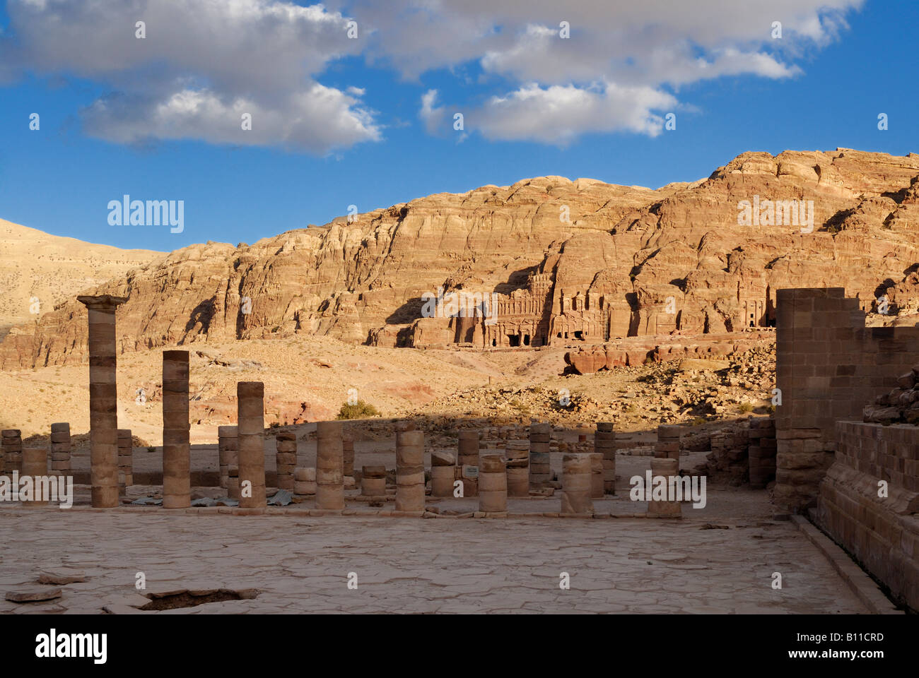 Royal Tombs in front of al Khubtha mountain, columns of the Great ...