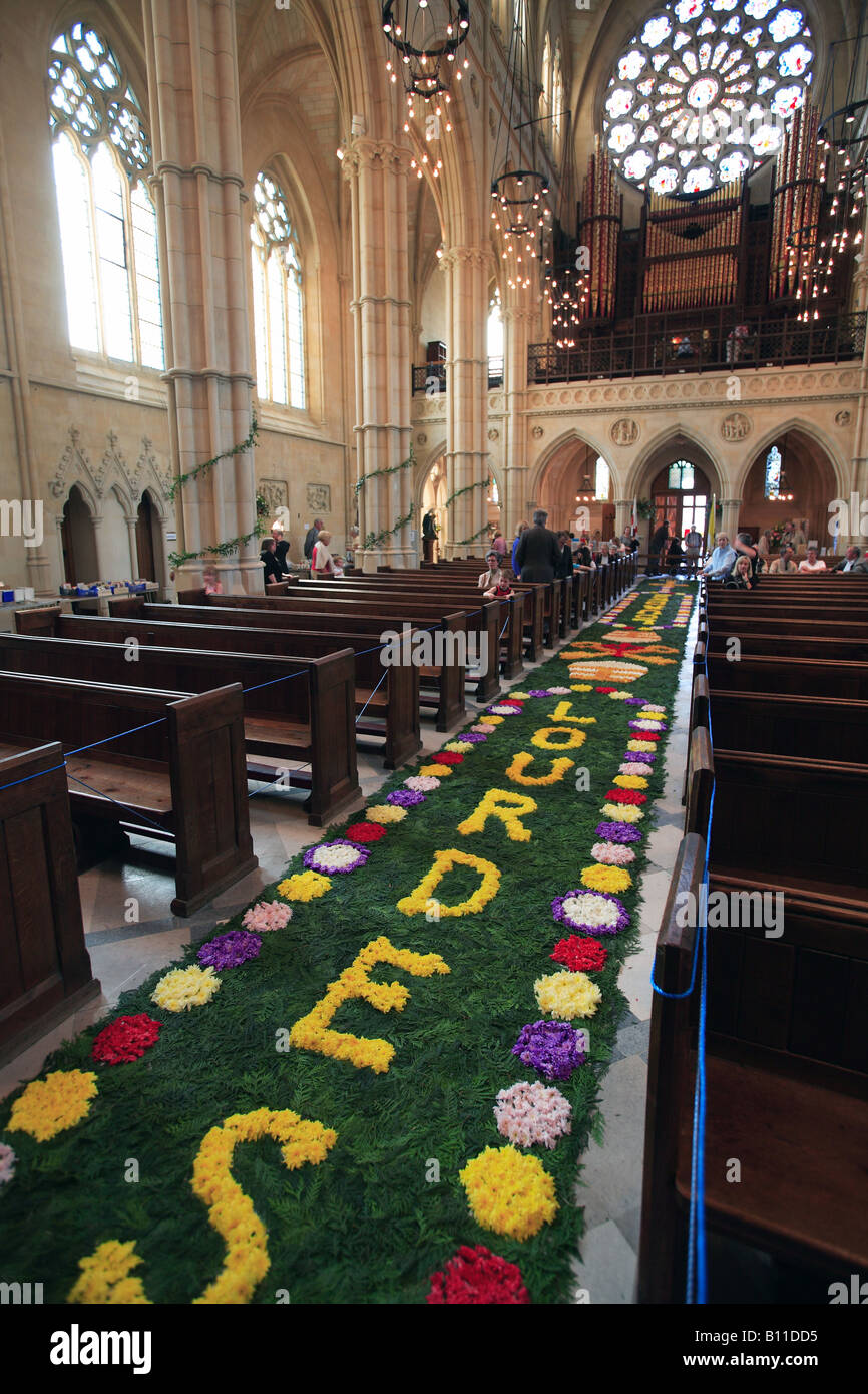 united kingdom west sussex arundel the cathedral with carpet of flowers
