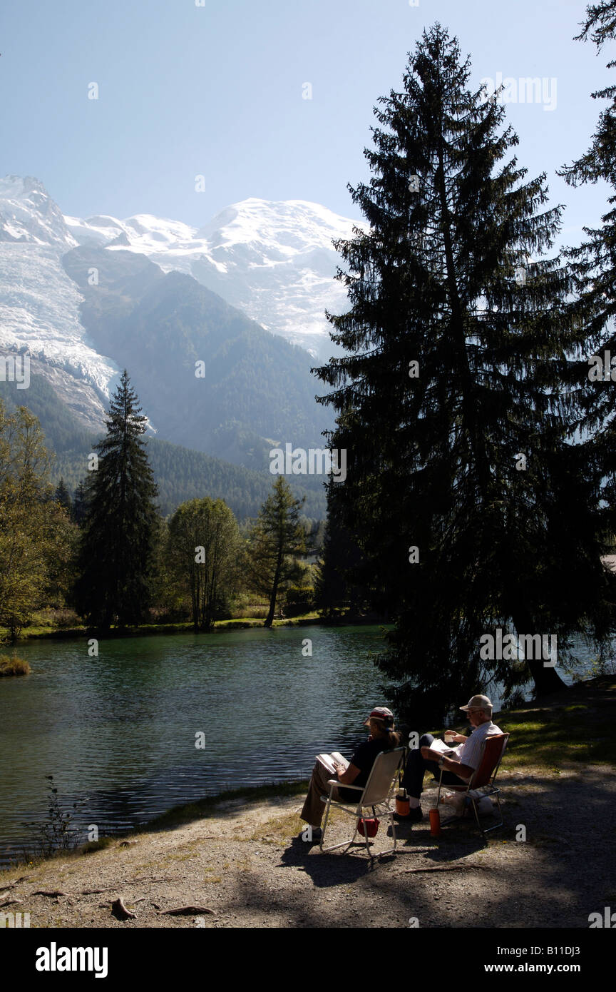 Chamonix, Blick auf das Mont-Blanc-Massiv, Stock Photo