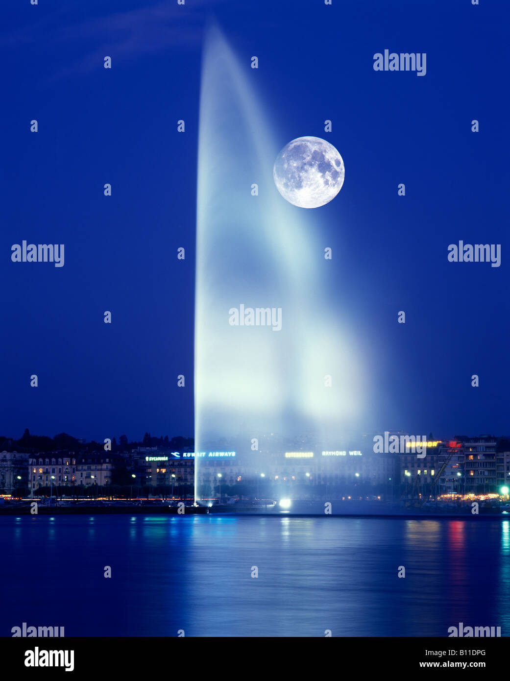 WATER JET LAKE GENEVA SWITZERLAND Stock Photo Alamy