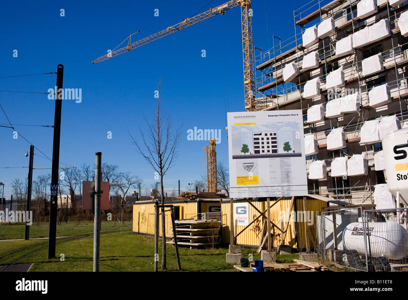 Eco homes being constructed in the town of Vauban Stock Photo
