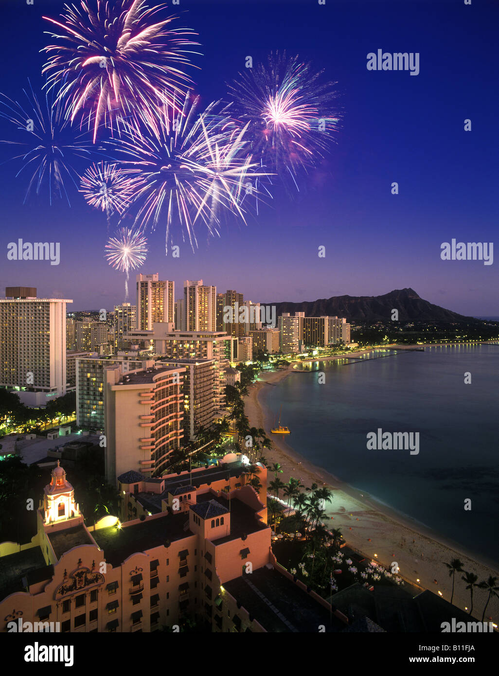 HOTELS WAIKIKI BEACH AND DIAMOND HEAD HONOLULU OAHU HAWAII USA Stock ...
