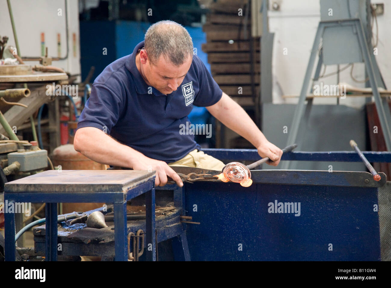 Red hot & kiln & molten glass Furnace. Glass kilns & glassmaking