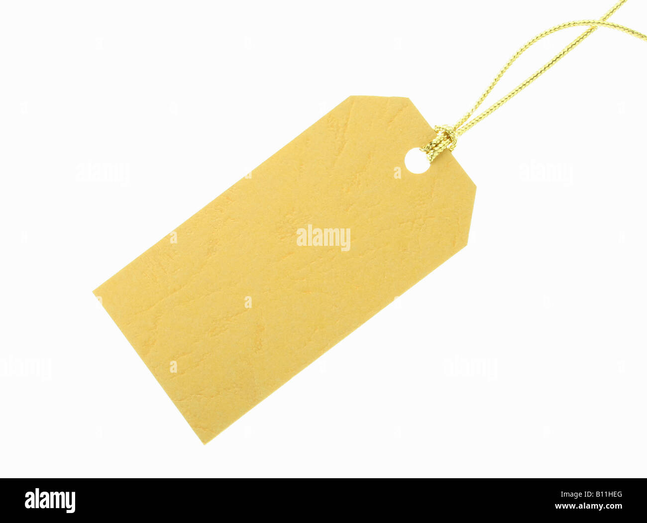 yellow tag on white background Stock Photo - Alamy