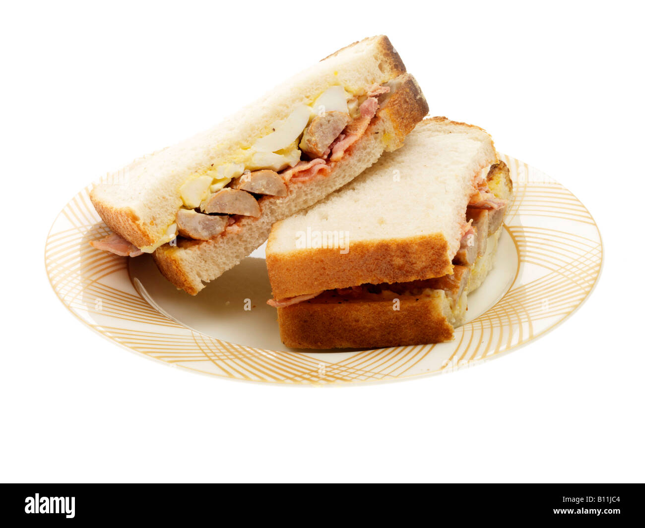 Breakfast Bacon and Sausage Sandwich Stock Photo Alamy