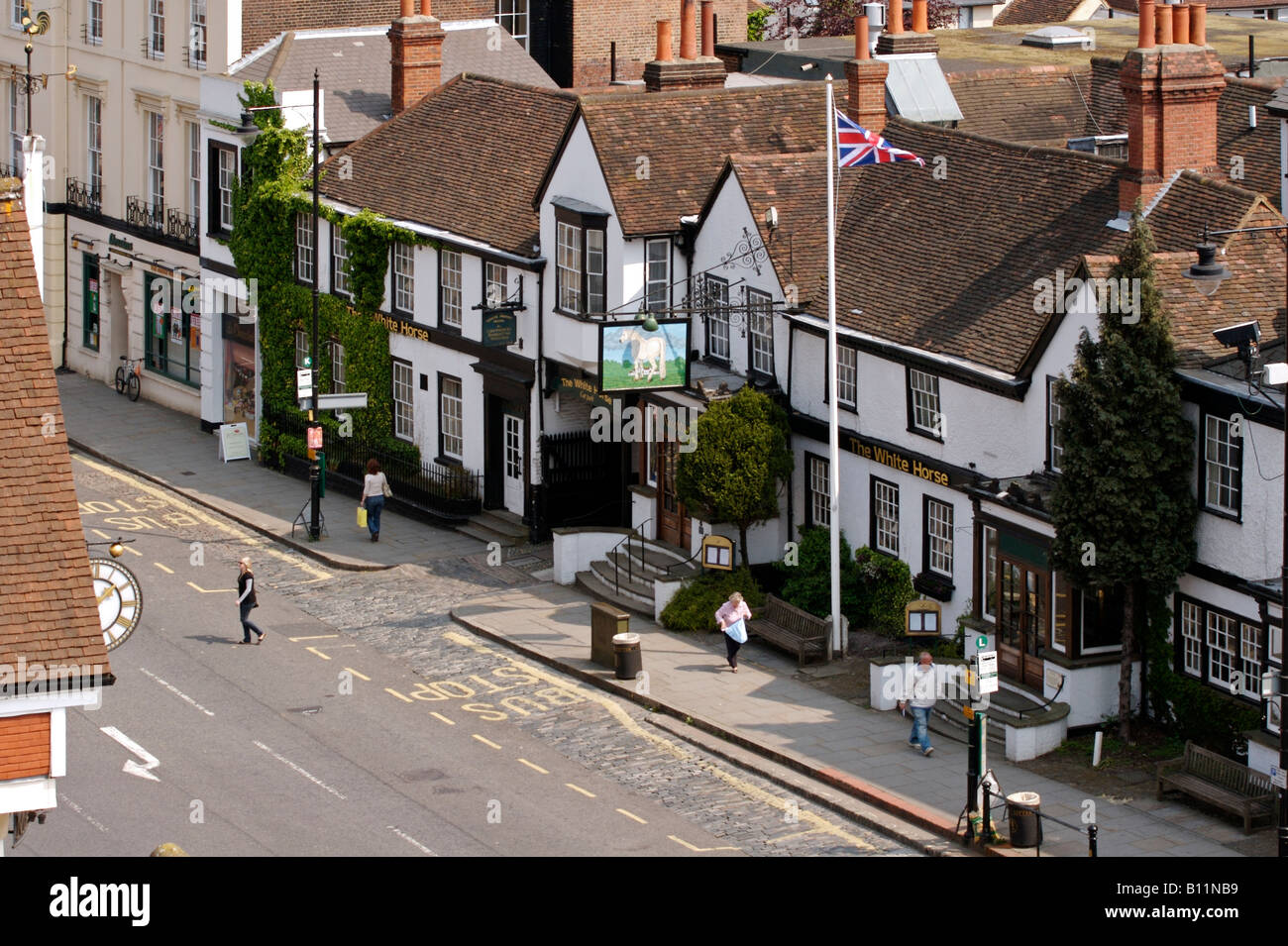 The White Horse Hotel, High Street, Dorking, Surrey, England, UK Stock Photo