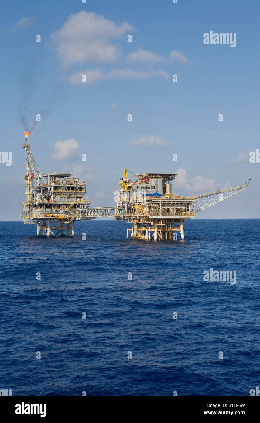 Oil production and exploration rigs in the South China Seas Indonesia Stock Photo