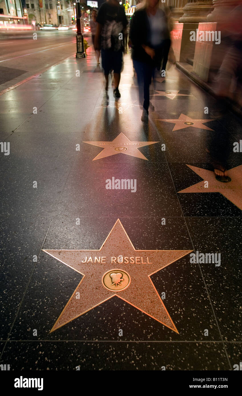 Jane Russell s star on the Hollywood Walk of Fame at night Hollywood ...