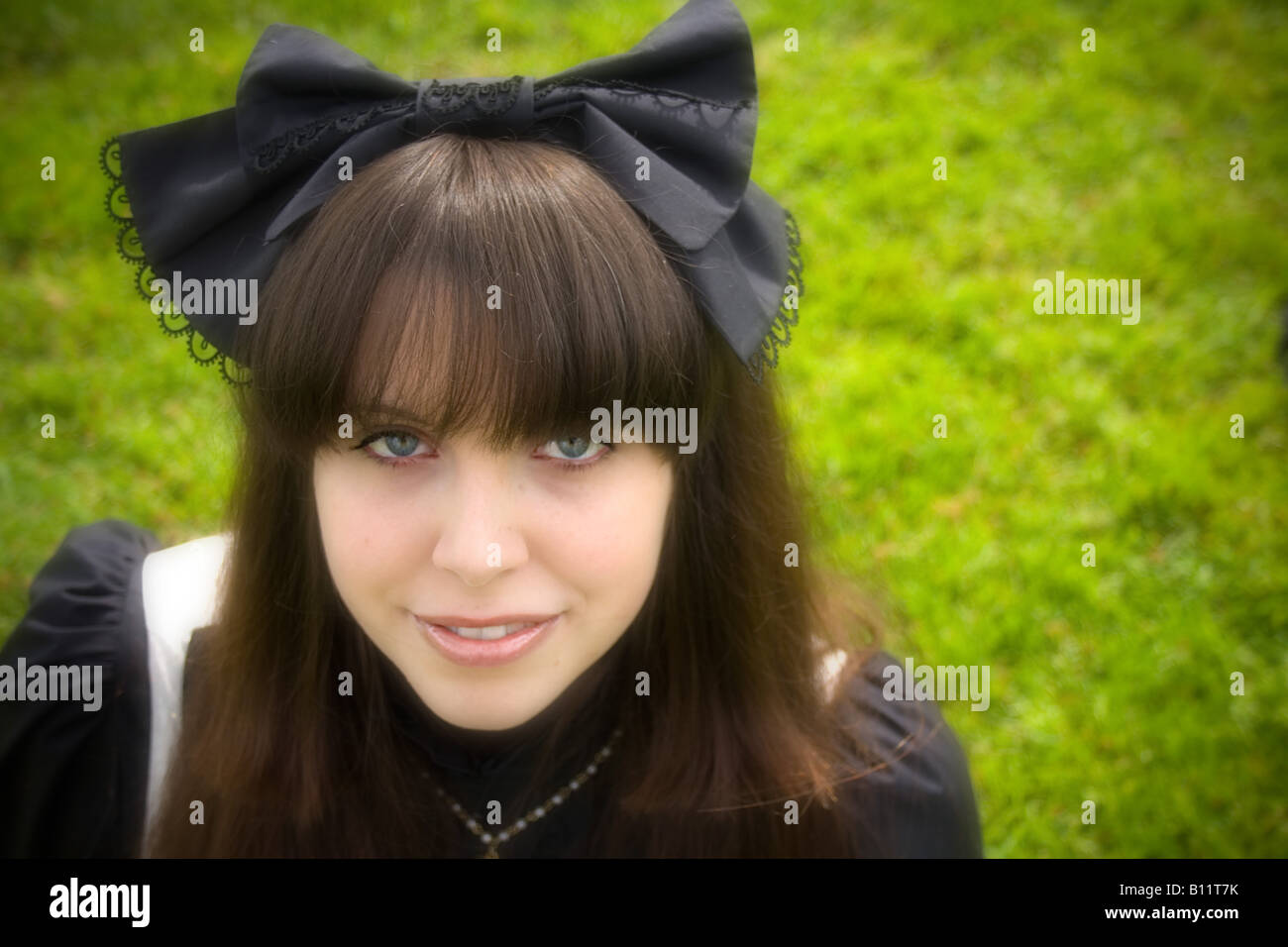 Close up of young female adult wearing Japanese Lolita Fashion Stock Photo