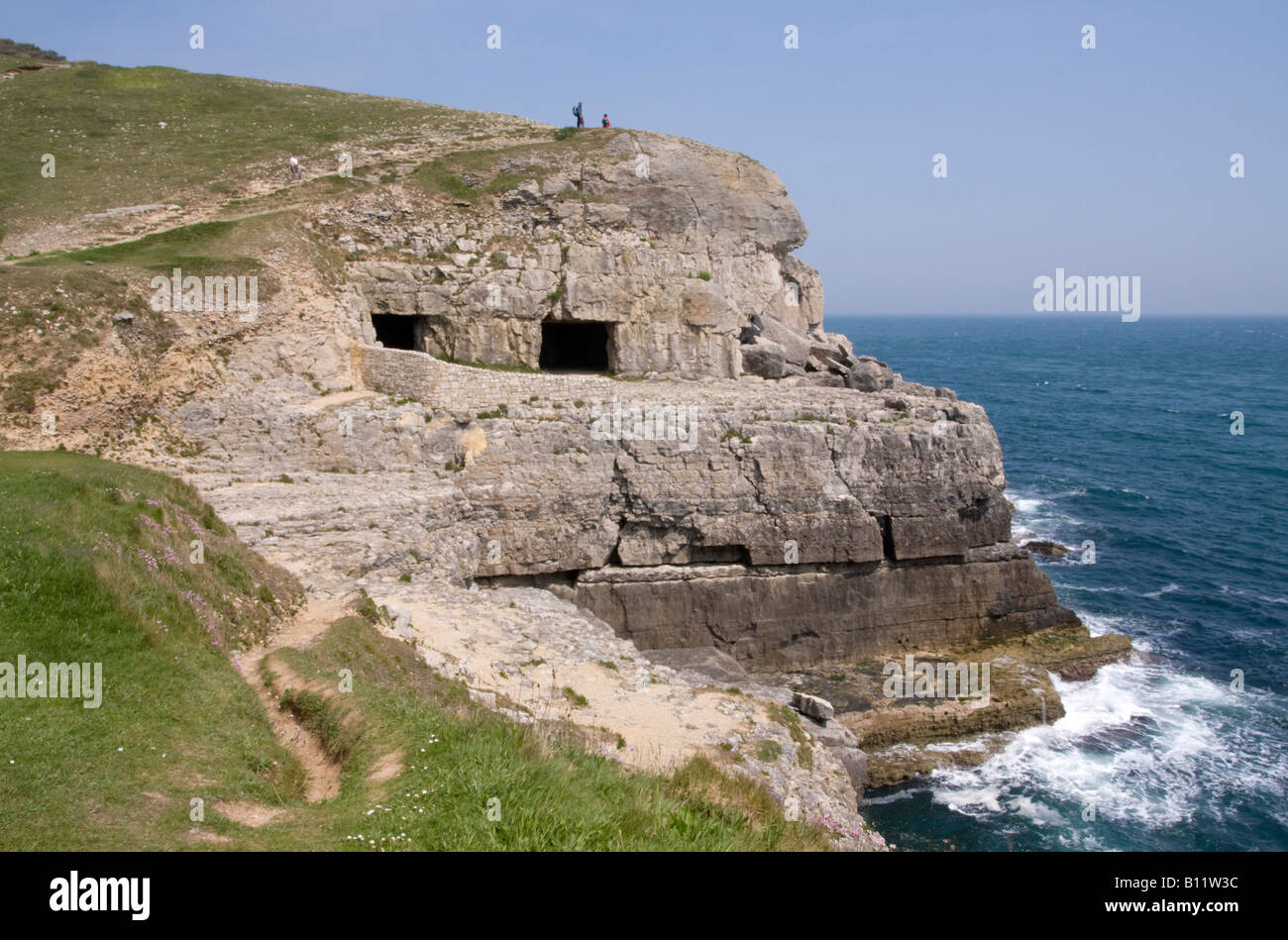 Tilly Whim Caves near Swanage, Isle of Purbeck, Dorset, UK Stock Photo ...