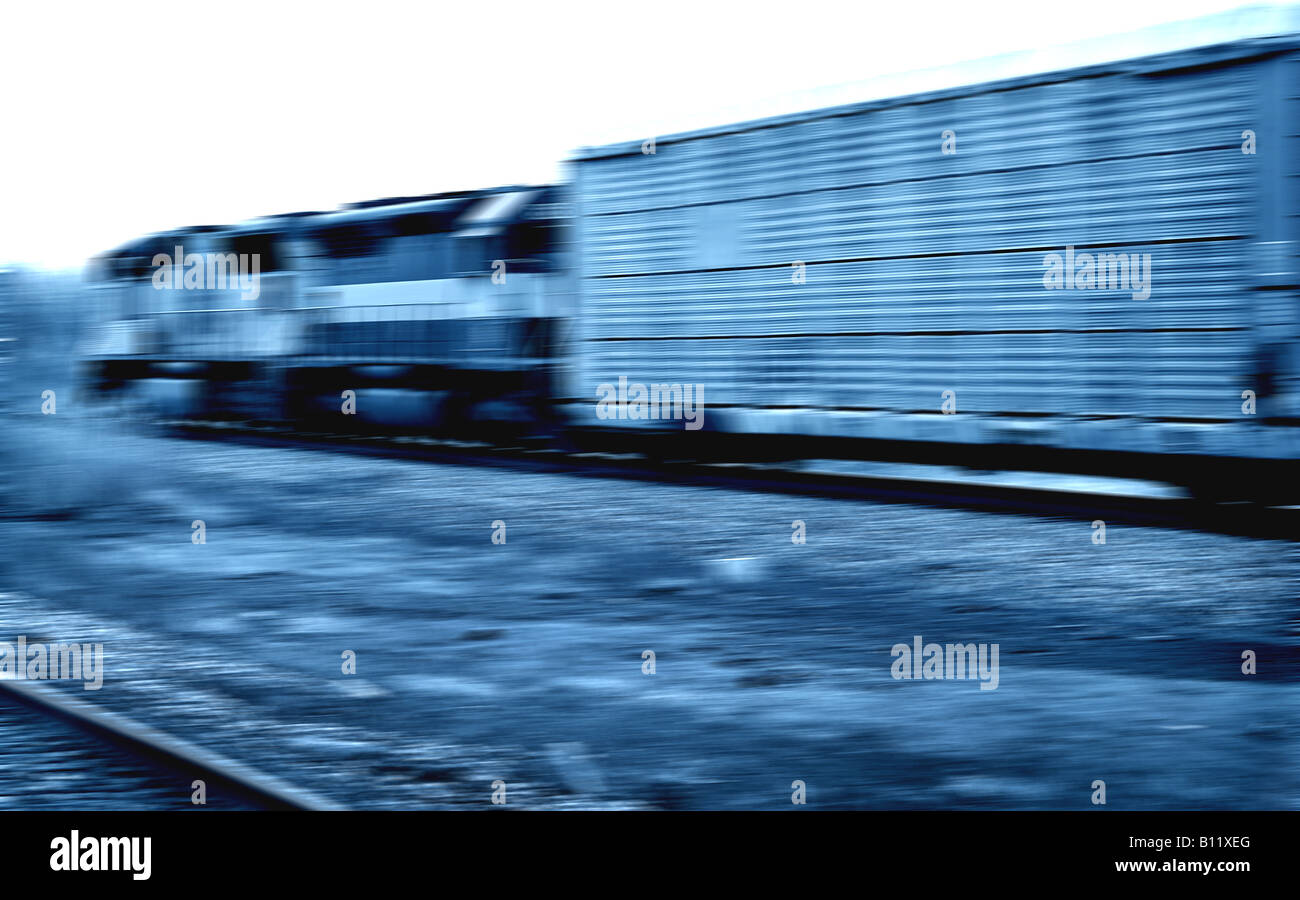 Fast Blue Auto Train Stock Photo