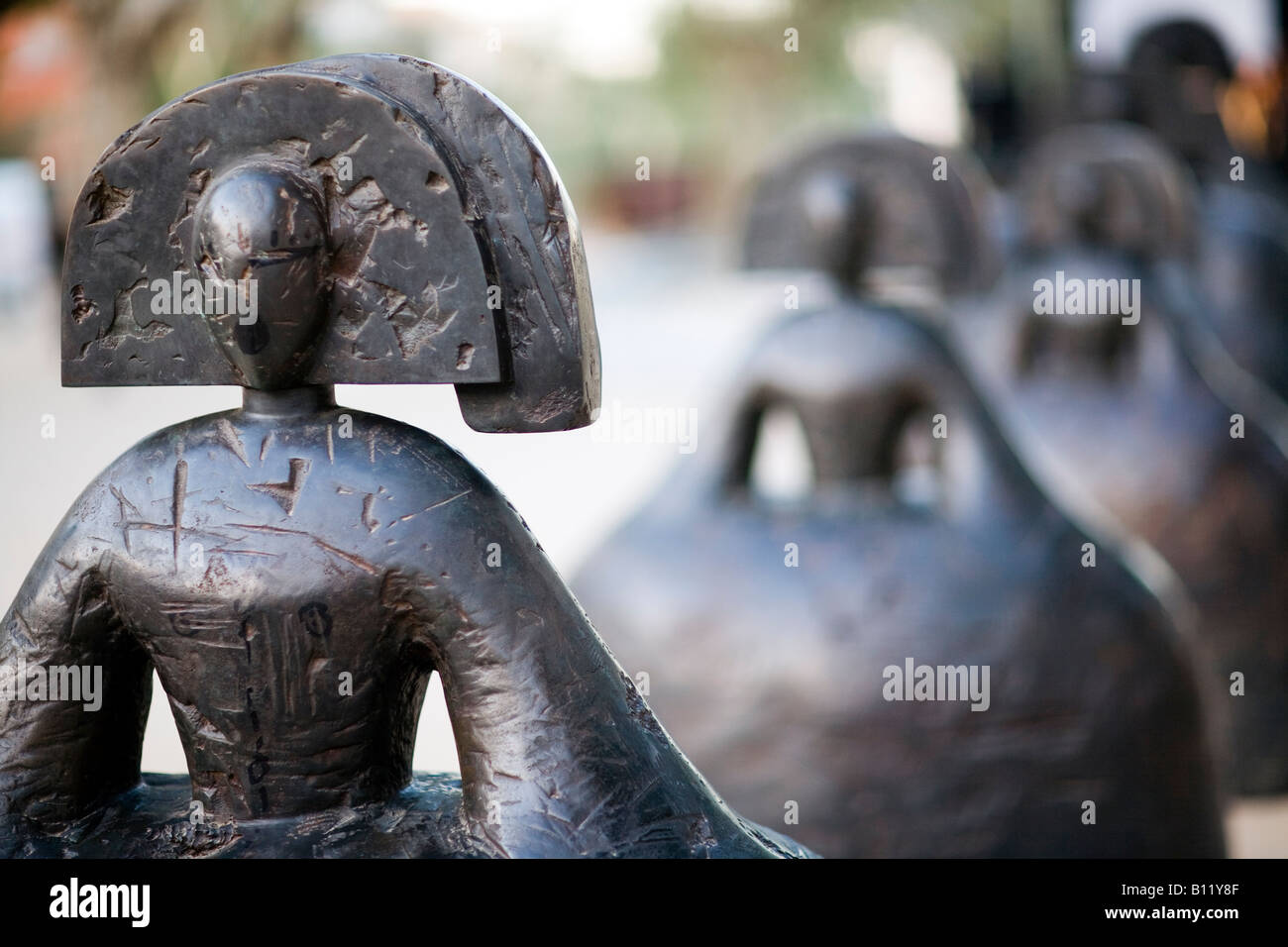Bronze statues by the Spanish artist Manolo Valdes exhibited on the street, Seville, Spain Stock Photo