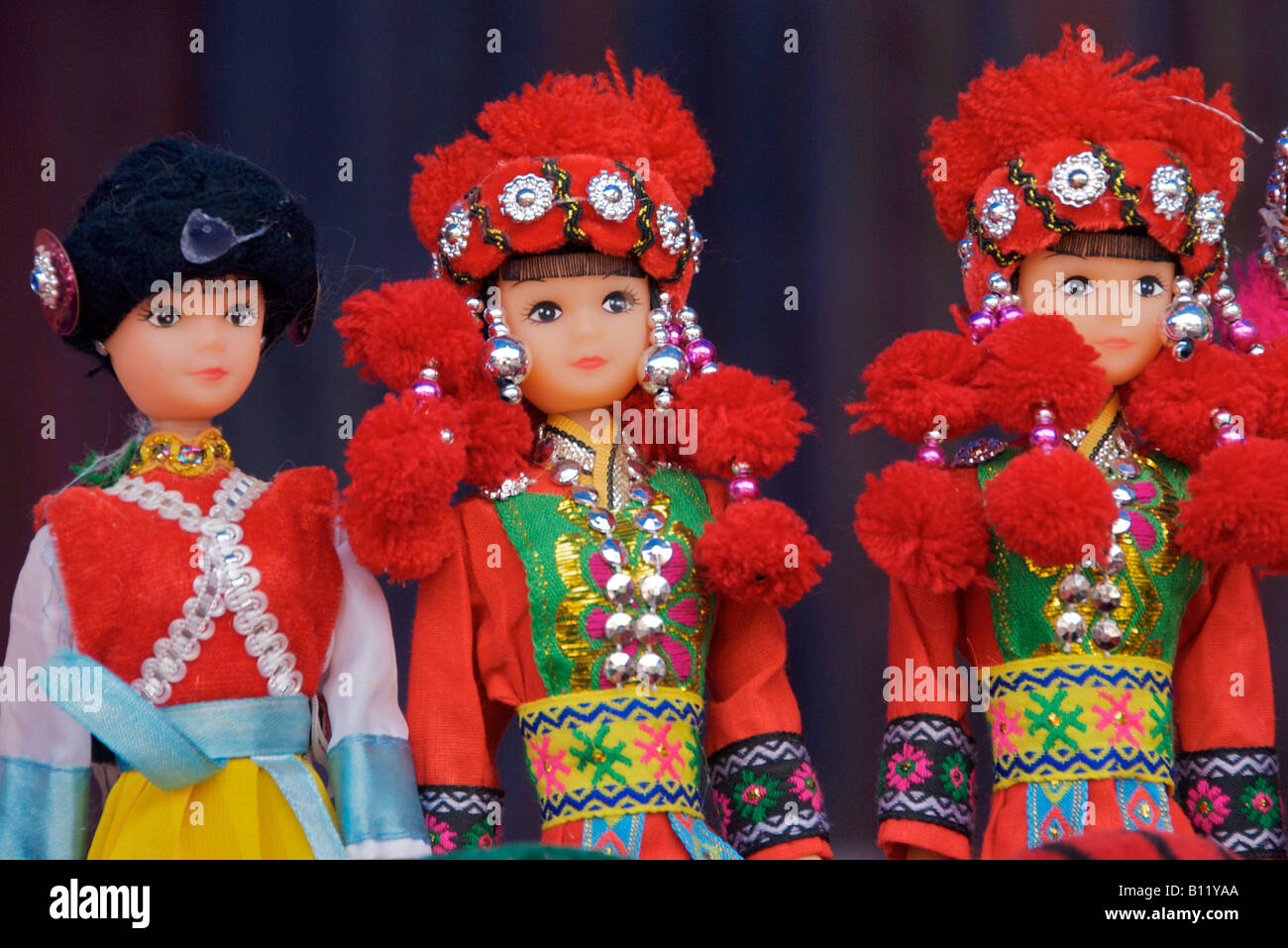 Vietnamese dolls for sale Bac Ha Sunday Market Northern Vietnam Stock