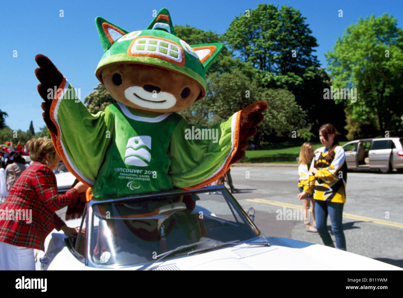 Sumi - Mascot for 2010 Olympic and Paralympic Winter Games - in Hyack Parade, New Westminster, BC, British Columbia, Canada Stock Photo