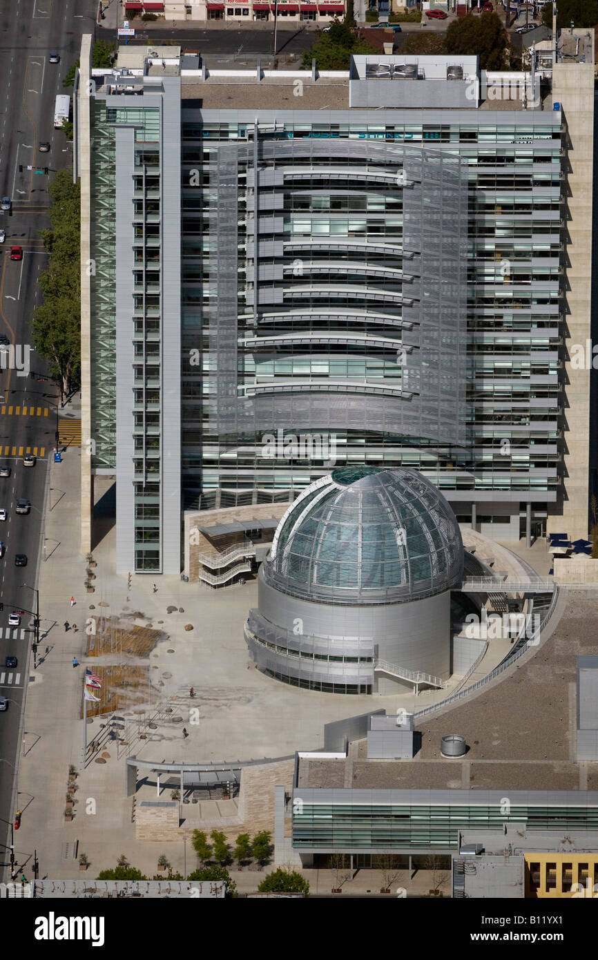 aerial above San Jose city hall Richard Meier Partners architects Stock Photo