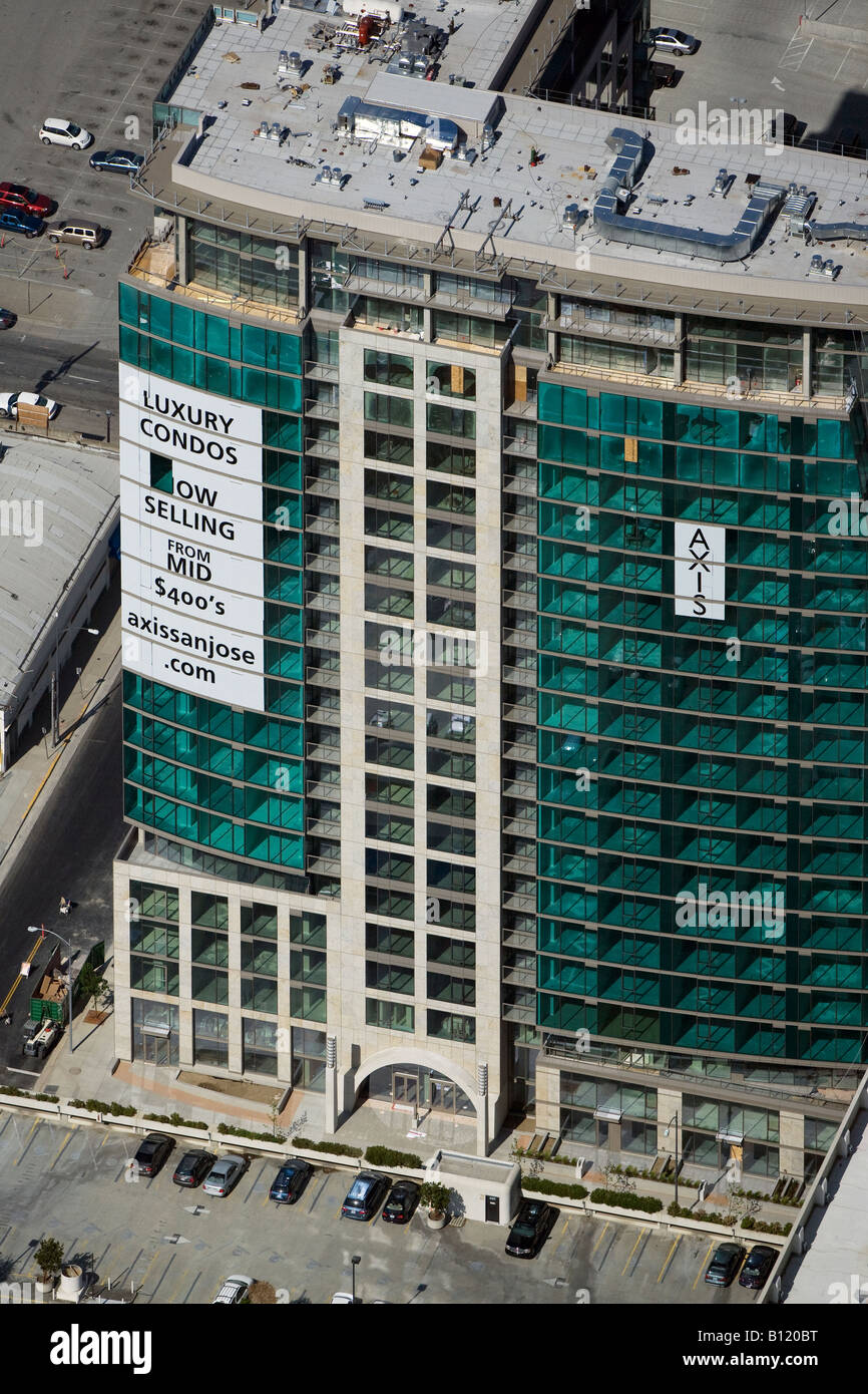 aerial above luxury condominiums for sale San Jose California Stock Photo