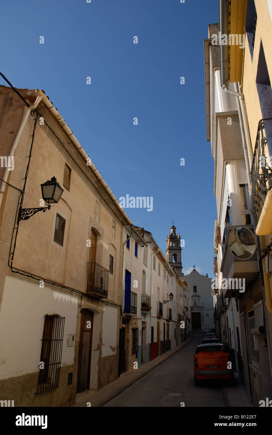 village street, Benissiva, Vall de Gallinera, Marina Alta, Alicante Province, Comunidad Valenciana, Spain Stock Photo