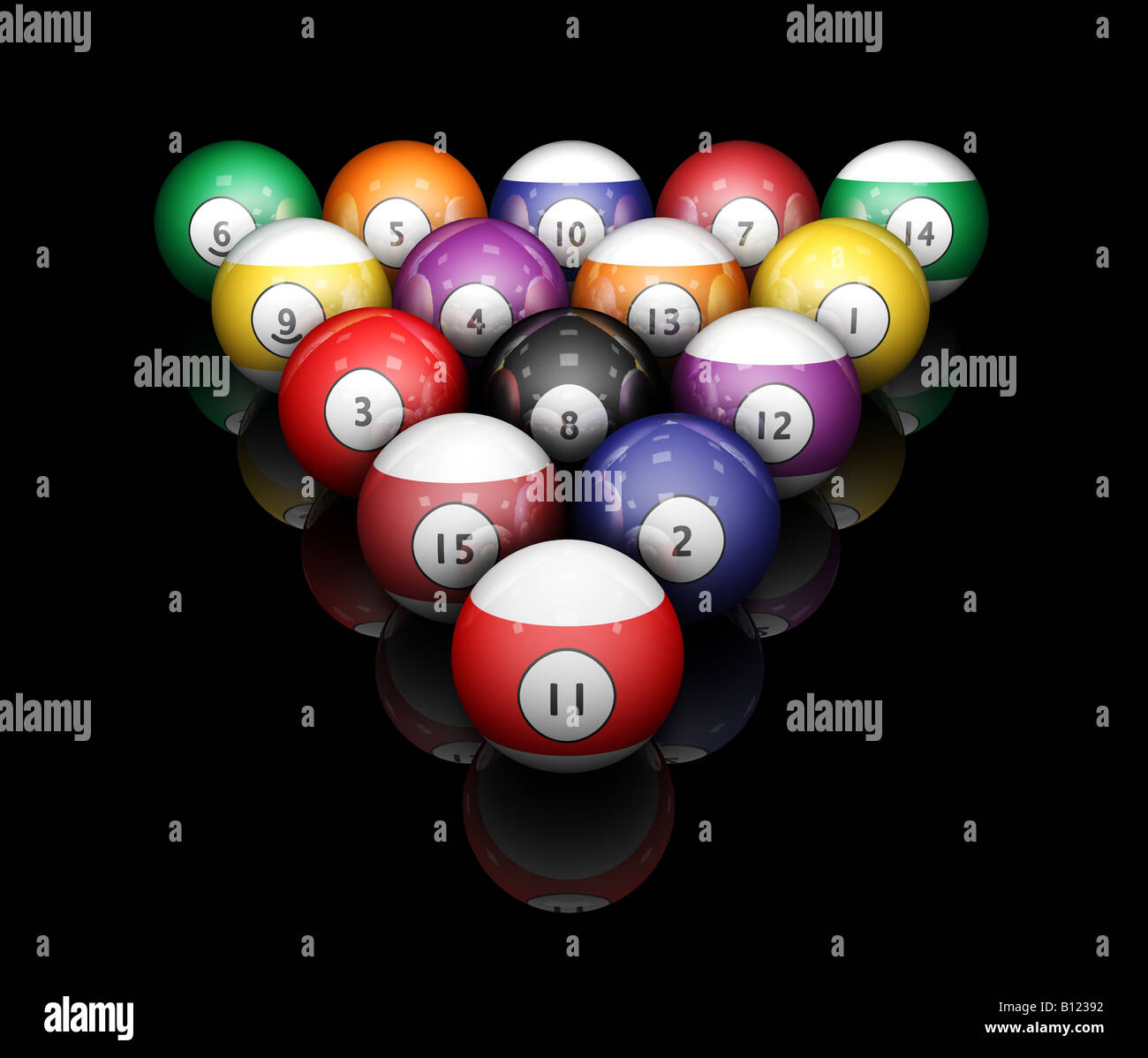 3D render of pool balls on black background Stock Photo Alamy