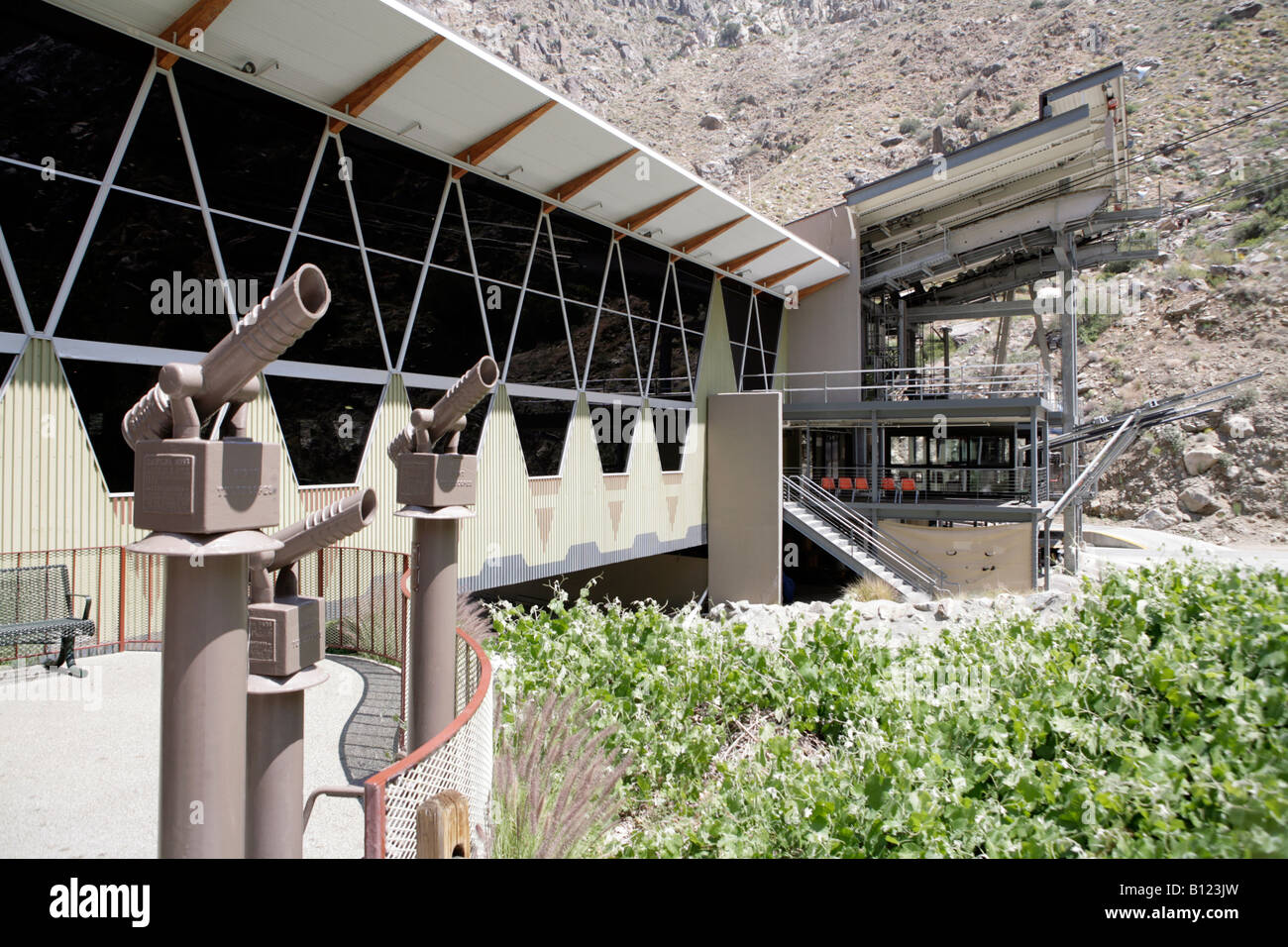 Valley station of the Palm Springs Aerial Tramway, California USA. Architect Albert Frey. Stock Photo