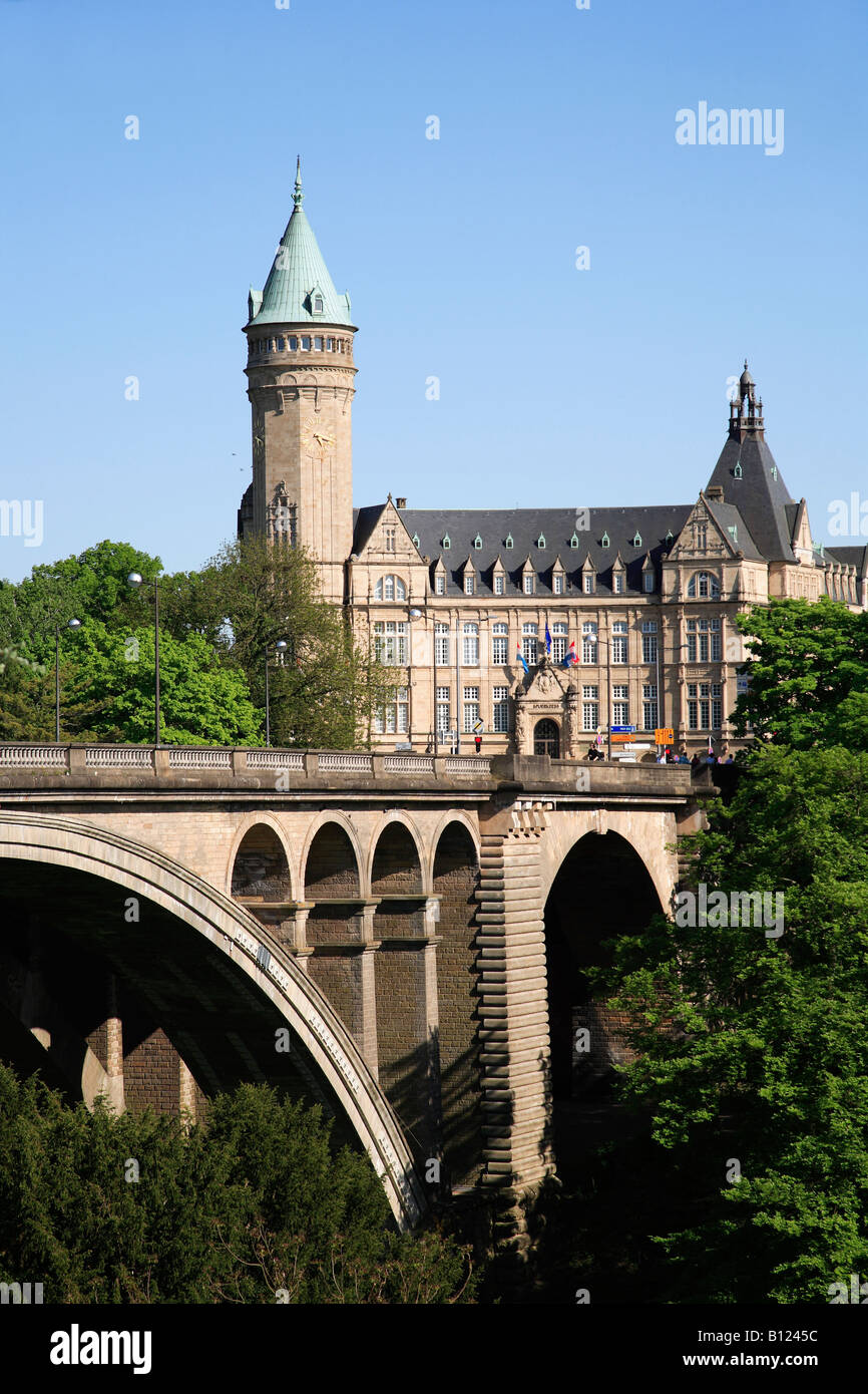 Luxembourg Adolphe Bridge State Savings Bank Stock Photo