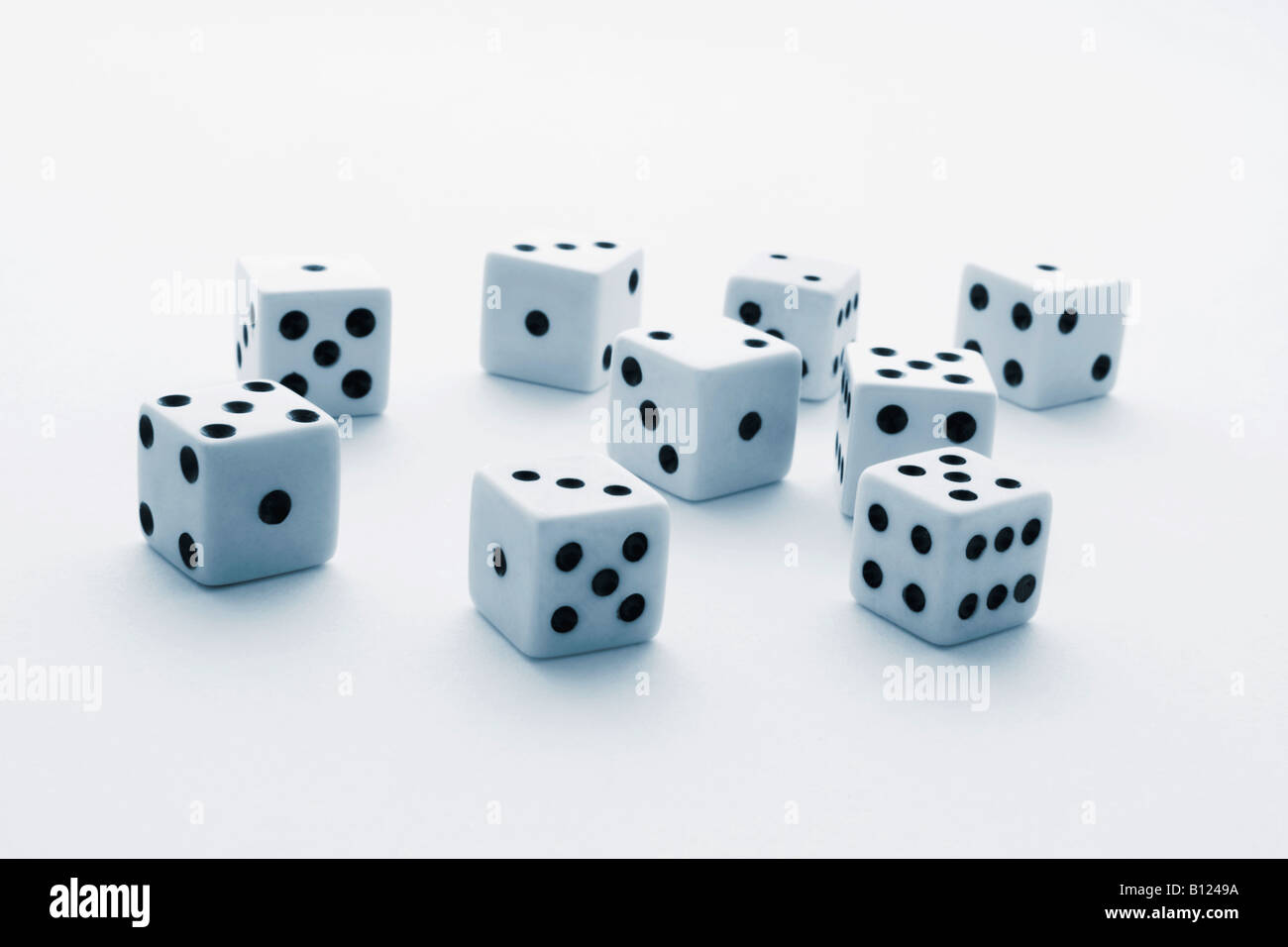 Dice with Blue Cast Stock Photo Alamy