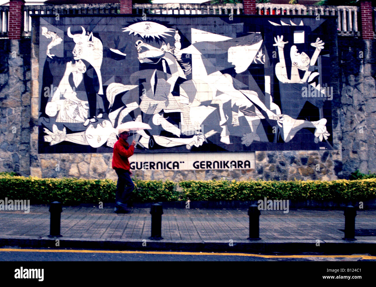 Ceramic mosaic version of Picasso s Guernica in the Basque town in Spain Stock Photo