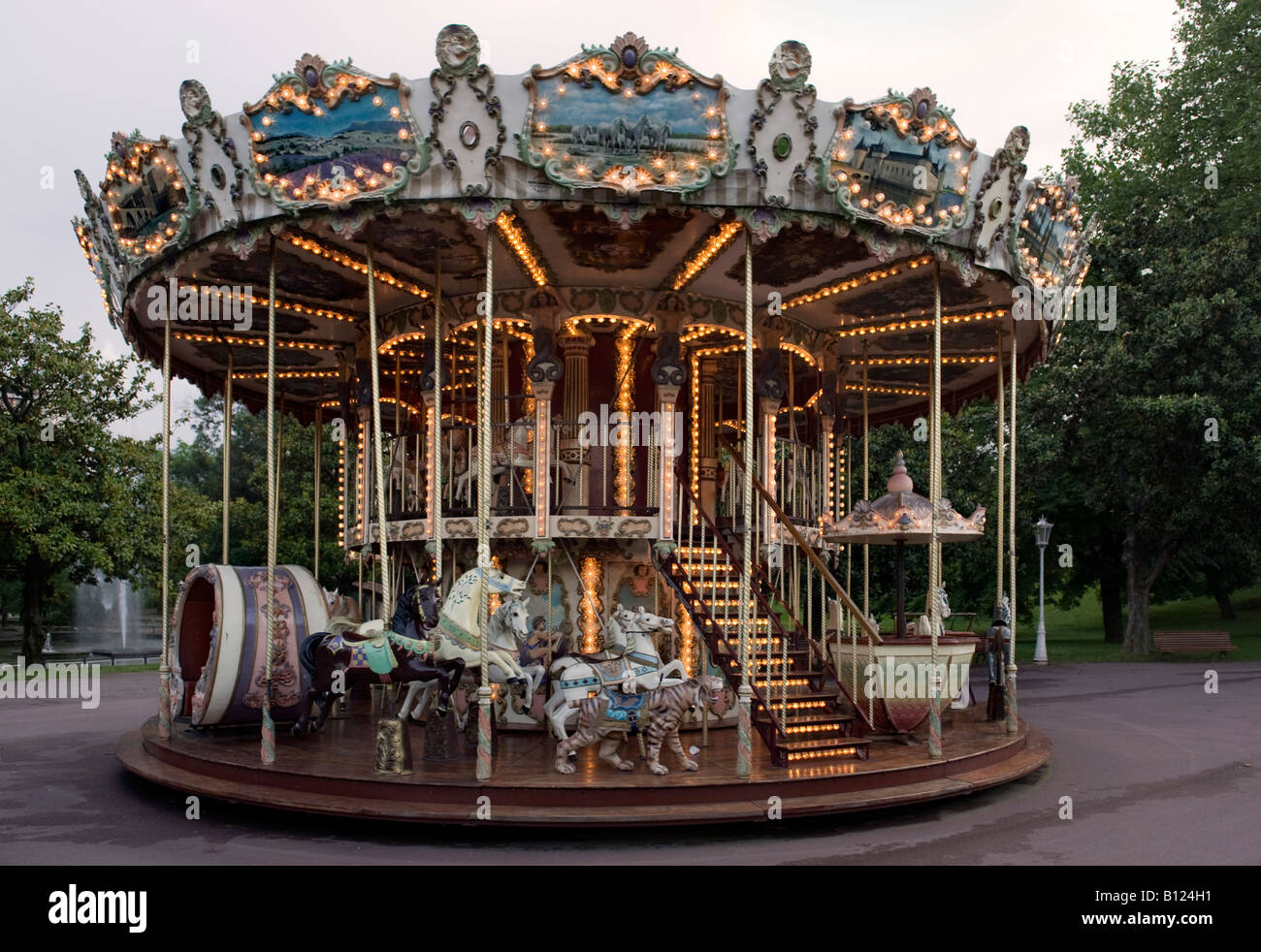 Carousel in city park Stock Photo